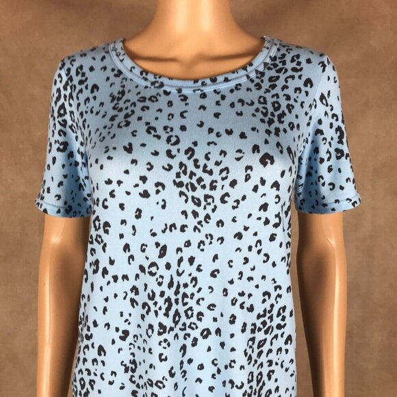 JENNI Blue Cheetah Print Short Sleeve Knit Nightgown NWT XS - Picture 3 of 11
